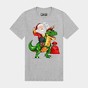 Funny Christmas Santa Claus Riding Dinosaur Ho Ho Ho Mens Premium T-Shirt