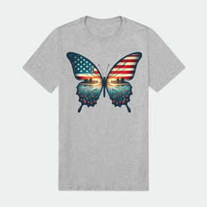 Vintage Butterfly American Flag Mens Premium T-Shirt