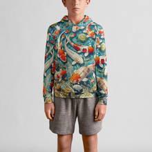 Load image into Gallery viewer, Koi Pond Vintage Youth Pullover Hoodie
