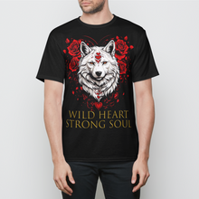 Load image into Gallery viewer, Wild Heart Strong Soul Wolf And Rose Mens T-Shirt
