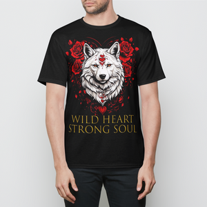 Wild Heart Strong Soul Wolf And Rose for Animal Lovers Mens T-Shirt