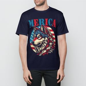 American Flag Wolf Mens T-Shirt