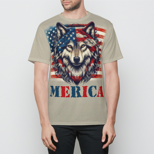 Patriotic Wolf Merica Mens T-Shirt