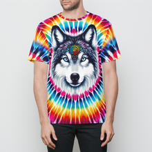 Load image into Gallery viewer, Vibrant Tie Dye Wolf Mens T-Shirt
