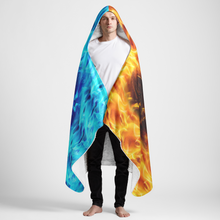 Load image into Gallery viewer, Fiery and Icy Wolf Large Hooded Sherpa Blanket 60x80
