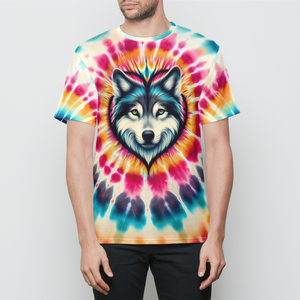 Wolf Heart Tie Dye Mens T-Shirt