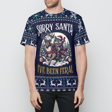 Load image into Gallery viewer, Funny Christmas Wolf Sorry Santa I’ve Been Feral Holiday Gift for Animal Lovers Mens T-Shirt
