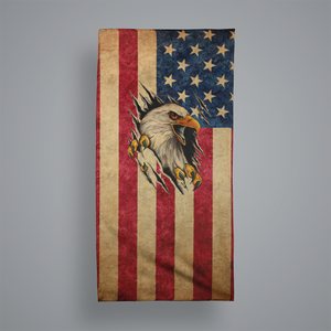 American Flag and Eagle Beach Towel 32"x64"