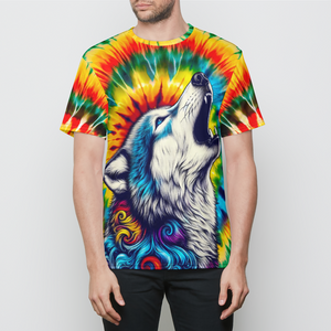 Howling Wolf Tie Dye Mens T-Shirt