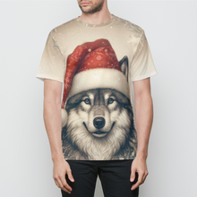 Load image into Gallery viewer, Cozy Santa Wolf Christmas Winter Holiday Cute Wolf Mens T-Shirt
