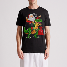Load image into Gallery viewer, Funny Christmas Santa Claus Riding Dinosaur Ho Ho Ho Mens Premium T-Shirt
