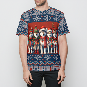 Ugly Christmas Wolf Pack – Cute & Funny Holiday Wolves Festive Mens T-Shirt