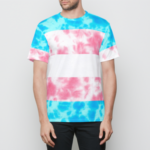 Transgender Pride Flag Tie Dye Mens T-Shirt