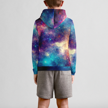 Load image into Gallery viewer, Dinosaur In Galaxy Cosmic Black Hole Youth Pullover Hoodie
