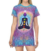 Load image into Gallery viewer, 9 Chakras All Over Print T-Shirt Dress
