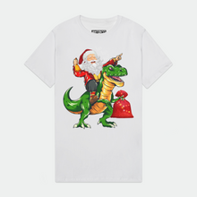 Load image into Gallery viewer, Funny Christmas Santa Claus Riding Dinosaur Ho Ho Ho Mens Premium T-Shirt
