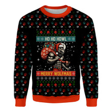 Load image into Gallery viewer, Ho Ho Howl Ugly Christmas Sweater - Funny Werewolf Merry Wolfmas Unisex Sweatshirt for Men &amp; Women
