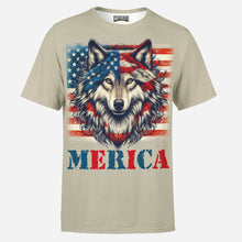 Load image into Gallery viewer, Patriotic Wolf Merica Mens T-Shirt
