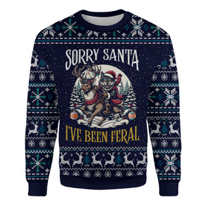 Funny Ugly Christmas - Sorry Santa I've Been Feral Reindeer Wolf Holiday Unisex Sweatshirt