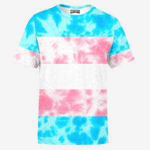 Transgender Pride Flag Tie Dye Mens T-Shirt