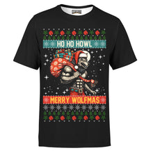 Load image into Gallery viewer, Ho Ho Howl Merry Wolfmas Ugly Christmas Men T-Shirt - Funny Werewolf Holiday Tee
