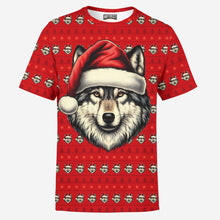 Load image into Gallery viewer, Santa Wolf Christmas Holiday Animal Funny Christmas Wolf Mens T-Shirt
