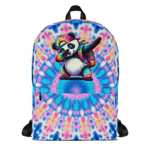 Load image into Gallery viewer, Vibrant Tie-Dye Backpack with Adorable Panda Dab Design
