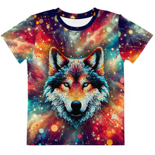 Load image into Gallery viewer, Wolf Mosaic Galaxy Vintage Kids crew neck t-shirt
