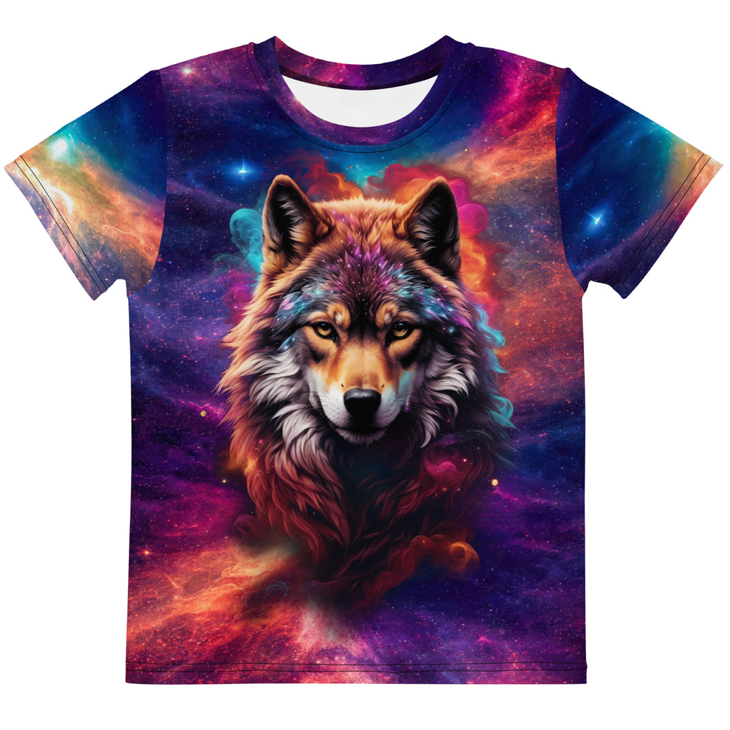 King Wolf Nebulosa Galaxy Kids T-Shirt