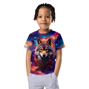 King Wolf Nebulosa Galaxy Kids T-Shirt