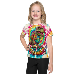 100 Days of School Dinosaur T-Rex Tie Dye Kids T-Shirt