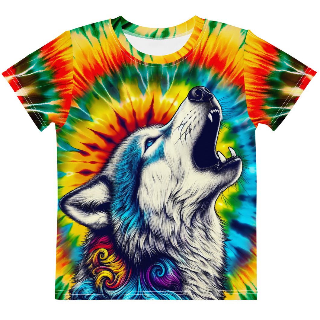 Howling Wolf Tie Dye Kids T-Shirt