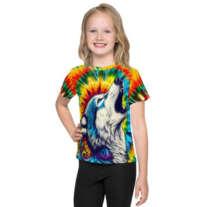 Howling Wolf Tie Dye Kids T-Shirt