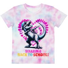 Load image into Gallery viewer, Roaring Back to School Dinosaur Tie-Dye Dabbing Kids T-Shirt
