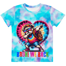 Load image into Gallery viewer, Bruh! We Back Dabbing BullDog Tie-Dye Kids T-Shirt
