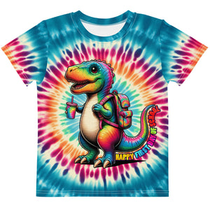 Happy First Day of School Tie-Dye Dinosaur Kids T-Shirt