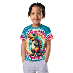 Happy First Day of School Tie-Dye Dinosaur Kids T-Shirt