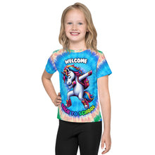 Load image into Gallery viewer, Welcome Back to School Tie-Dye Unicorn Dabbing Kids T-Shirt
