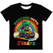 Load image into Gallery viewer, Roading Into 2nd Grade Tie-Dye Dinosaur Monster Truck Kids T-Shirt
