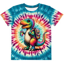 Load image into Gallery viewer, Colorful Dabbing Dinosaur Graphic Tee Kids&#39; Tie-Dye T-Shirt
