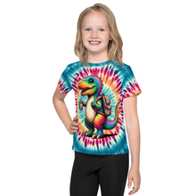 Load image into Gallery viewer, Colorful Dabbing Dinosaur Graphic Tee Kids&#39; Tie-Dye T-Shirt
