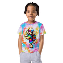 Load image into Gallery viewer, Poodle with Backpack and Headband Tie-Dye Kids T-Shirt
