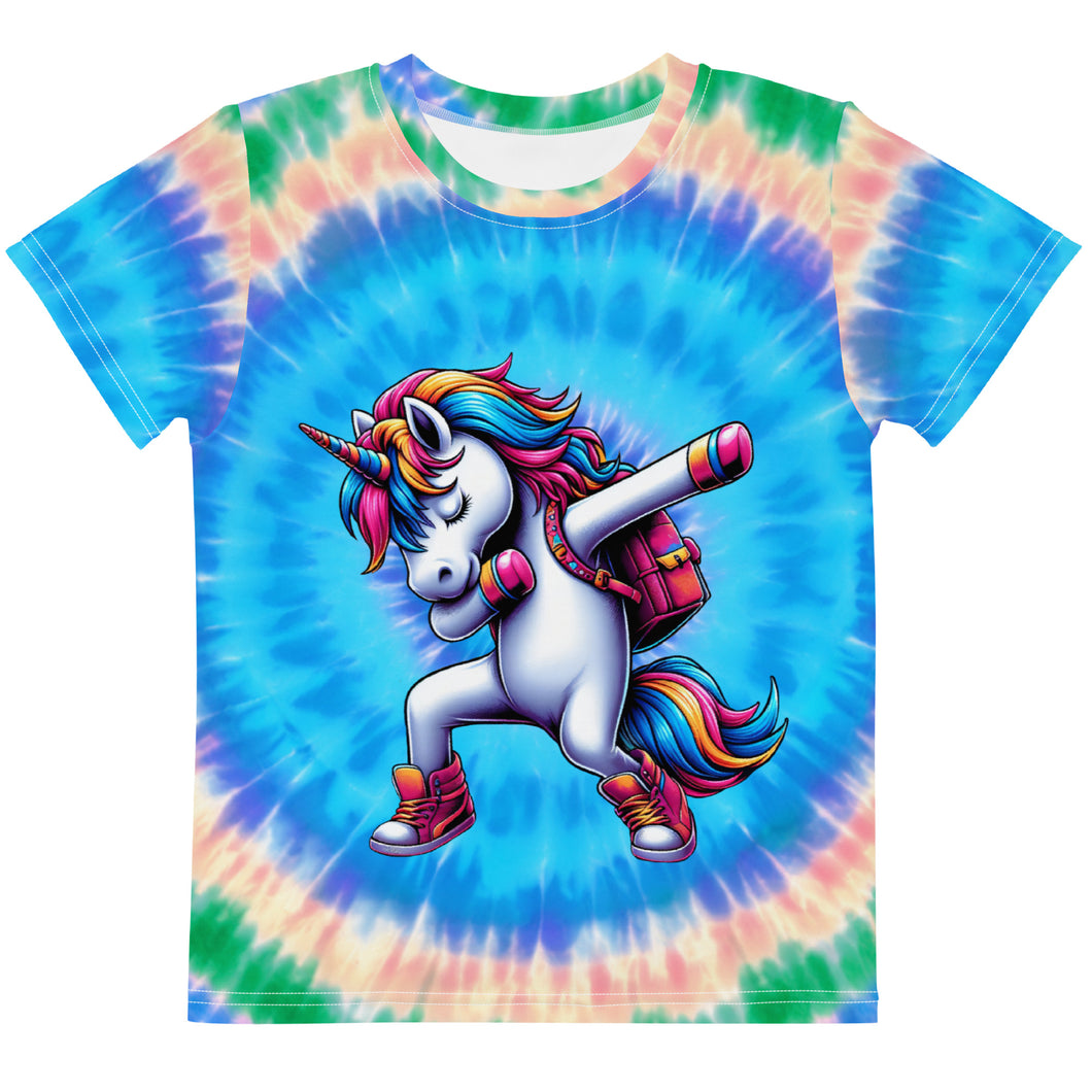 Tie-Dye Unicorn Dabbing Kids T-Shirt