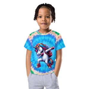 Tie-Dye Unicorn Dabbing Kids T-Shirt