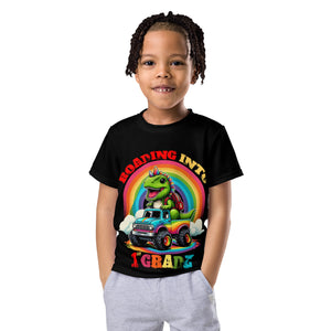 Roading Into 1st Grade Dinosaur Monster Truck Kids T-Shirt