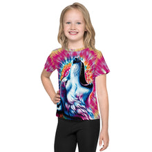 Load image into Gallery viewer, Tie-Dye with Howling Wolf Graphic - Vibrant and Unique Design Kids T-Shirt
