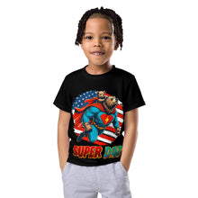 Load image into Gallery viewer, Super Dad Bear Vintage Kids T-Shirt - Patriotic Father&#39;s Day Gift with American Flag Design
