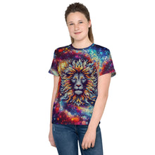 Load image into Gallery viewer, Lion In Galaxy Vintage Youth crew neck t-shirt

