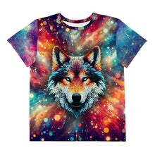 Load image into Gallery viewer, Wolf In Galaxy Vintage Youth crew neck t-shirt

