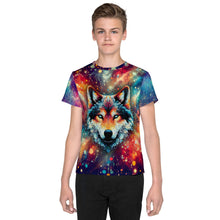 Load image into Gallery viewer, Wolf In Galaxy Vintage Youth crew neck t-shirt
